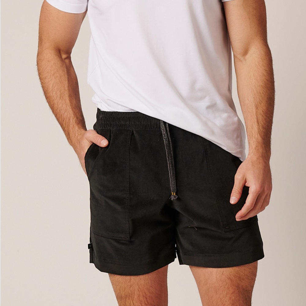 NWT LEISURE LAB Patch Pocket Corduroy Shorts Black Nordstrom Luxury Los Angeles